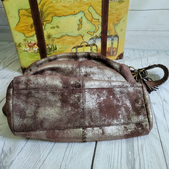 HOBO Large Leather Shelia Plum Graphite Satchel/Shoulder/Crossbody Bag - Picture 6 of 9